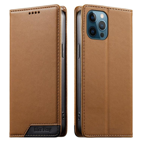 Dierfeng Splicing Strong Magnetic RFID Vegan Leather Phone Case, For iPhone 14 Pro Max, For iPhone SE 2022 / SE 2020 / 8 / 7, For iPhone 13 Pro Max, For iPhone 13 Pro, For iPhone 13 mini, For iPhone 12 / 12 Pro, For iPhone 12 Pro Max, For iPhone 12 mini