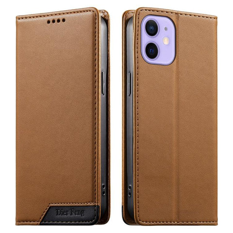 Dierfeng Splicing Strong Magnetic RFID Vegan Leather Phone Case, For iPhone 14 Pro Max, For iPhone SE 2022 / SE 2020 / 8 / 7, For iPhone 13 Pro Max, For iPhone 13 Pro, For iPhone 13 mini, For iPhone 12 / 12 Pro, For iPhone 12 Pro Max, For iPhone 12 mini