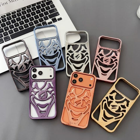 Electroplated Hollow Out Clown Heat Dissipation TPU Phone Case, For iPhone 15 Pro Max, For iPhone 15 Pro, For iPhone 15, For iPhone 14, For iPhone 14 Pro, For iPhone 14 Pro Max