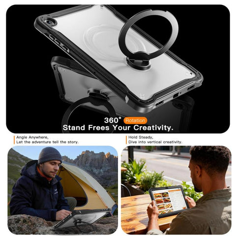 Powerful Sailor Metal Holder Hybrid Tablet Case with Strap & Glass Film, For Samsung Galaxy A11+, For Samsung Galaxy A9+