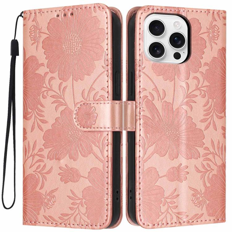 Sunflower Embossed Vegan Leather Phone Case with Small Black Rope, For iPhone 16 Pro, For iPhone 16 Plus, For iPhone 16, For iPhone 15 Pro Max, For iPhone 15 Pro, For iPhone 15 Plus, For iPhone 15, For iPhone 14 Plus