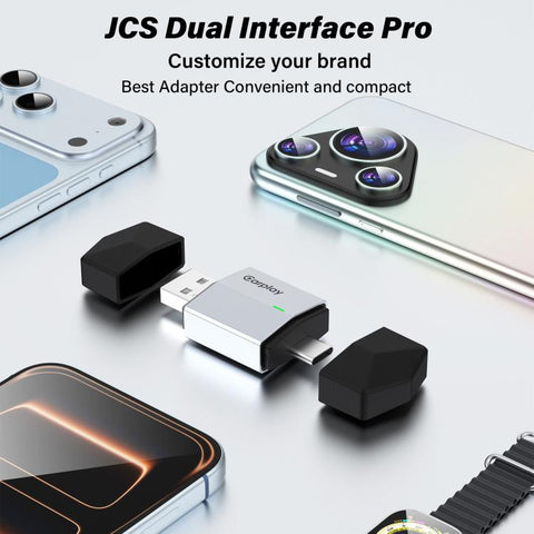 USB-A and USB-C / Type-C Dual Ports Wired to Wireless CarPlay / Android Auto Car Adapter