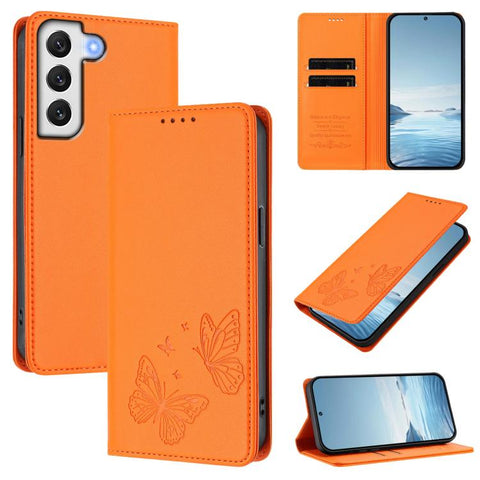 Strong Magnetic Dual Butterfly RFID Vegan Leather Phone Case, For Galaxy S22 5G, For Galaxy S21 FE 5G, For Galaxy S21 5G, For Galaxy S21+ 5G