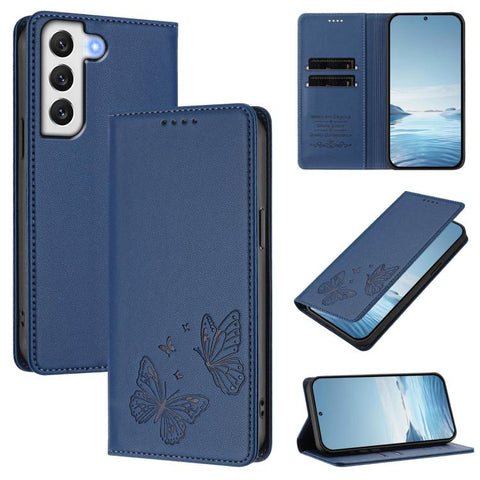 Strong Magnetic Dual Butterfly RFID Vegan Leather Phone Case, For Galaxy S22 5G, For Galaxy S21 FE 5G, For Galaxy S21 5G, For Galaxy S21+ 5G