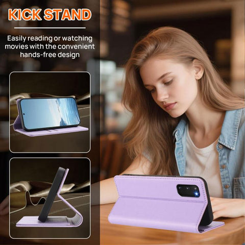 Strong Magnetic Dual Butterfly RFID Vegan Leather Phone Case, For Galaxy S20