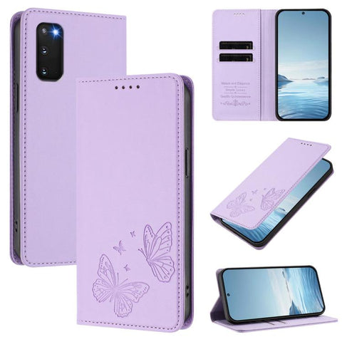 Strong Magnetic Dual Butterfly RFID Vegan Leather Phone Case, For Galaxy S20