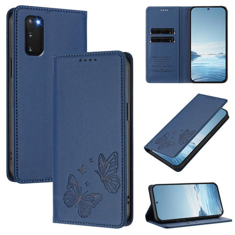 Strong Magnetic Dual Butterfly RFID Vegan Leather Phone Case, For Galaxy S20