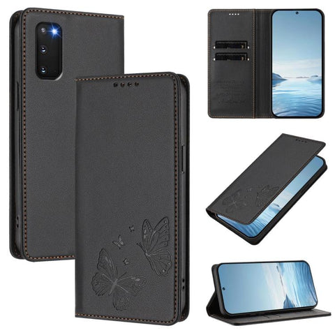 Strong Magnetic Dual Butterfly RFID Vegan Leather Phone Case, For Galaxy S20