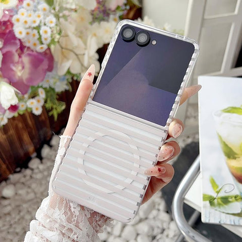 PC Matte Striped Magnetic Phone Case, For Samsung Galaxy Z Flip7 FE / Flip6, For Samsung Galaxy Z Flip7 5G, For Samsung Galaxy Z Flip5 5G