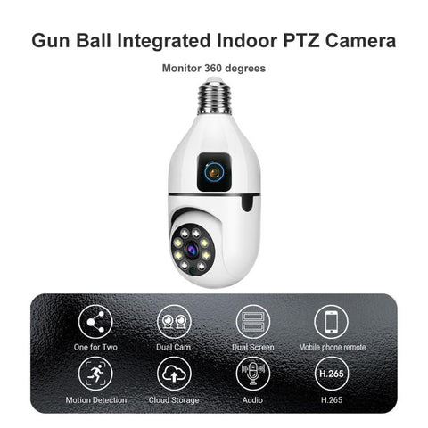 V380 Pro 4MP Full-Color Dual-Lens 2.4GHz WiFi Wireless E27 Socket Bulb Night Vision PTZ Camera