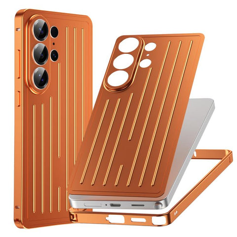 Seahorse Buckle Alloy Frame Minimalist Luggage Pattern Metal Back Phone Case, For Samsung Galaxy S26 Ultra 5G