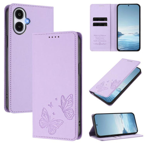 Strong Magnetic Dual Butterfly RFID Vegan Leather Phone Case, For Galaxy A57 5G, For Galaxy A37 5G, For Galaxy A27 5G, For Galaxy A25e