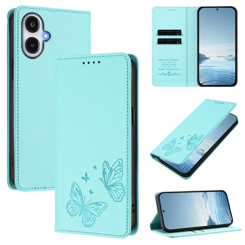 Strong Magnetic Dual Butterfly RFID Vegan Leather Phone Case, For Galaxy A57 5G, For Galaxy A37 5G, For Galaxy A27 5G, For Galaxy A25e