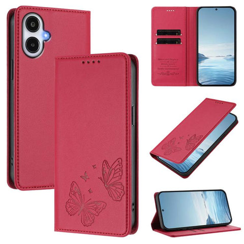 Strong Magnetic Dual Butterfly RFID Vegan Leather Phone Case, For Galaxy A57 5G, For Galaxy A37 5G, For Galaxy A27 5G, For Galaxy A25e