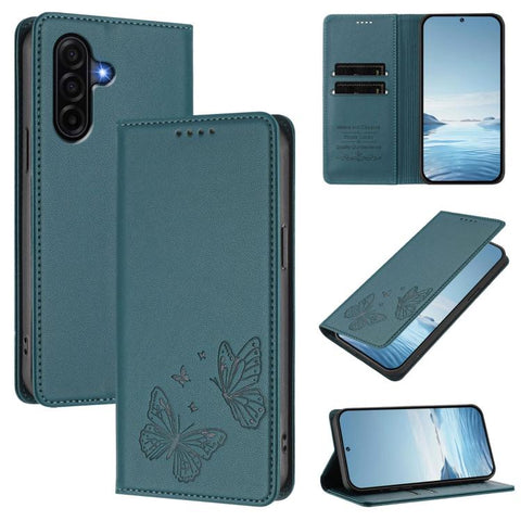 Strong Magnetic Dual Butterfly RFID Vegan Leather Phone Case, For Galaxy A57 5G, For Galaxy A37 5G, For Galaxy A27 5G, For Galaxy A25e
