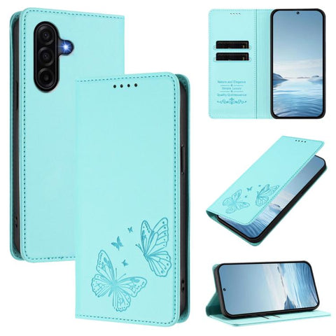 Strong Magnetic Dual Butterfly RFID Vegan Leather Phone Case, For Galaxy A57 5G, For Galaxy A37 5G, For Galaxy A27 5G, For Galaxy A25e