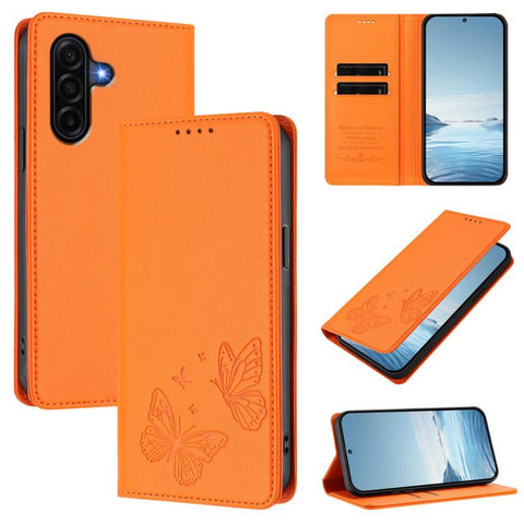 Strong Magnetic Dual Butterfly RFID Vegan Leather Phone Case, For Galaxy A57 5G, For Galaxy A37 5G, For Galaxy A27 5G, For Galaxy A25e