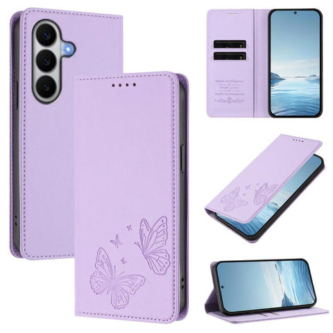 Strong Magnetic Dual Butterfly RFID Vegan Leather Phone Case, For Galaxy A57 5G, For Galaxy A37 5G, For Galaxy A27 5G, For Galaxy A25e