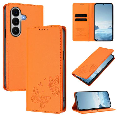 Strong Magnetic Dual Butterfly RFID Vegan Leather Phone Case, For Galaxy A57 5G, For Galaxy A37 5G, For Galaxy A27 5G, For Galaxy A25e