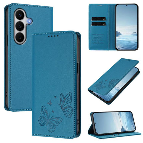 Strong Magnetic Dual Butterfly RFID Vegan Leather Phone Case, For Galaxy A57 5G, For Galaxy A37 5G, For Galaxy A27 5G, For Galaxy A25e