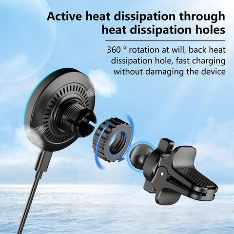 JLM-101 Qi 15W Magnetic Car Wireless Charger Phone Holder with Cable
