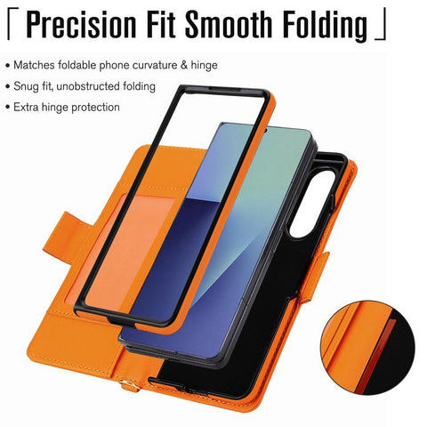 Crossbody Diamond Lattice Zipper Wallet RFID Vegan Leather Phone Case, For Samsung Galaxy Z Fold7 5G