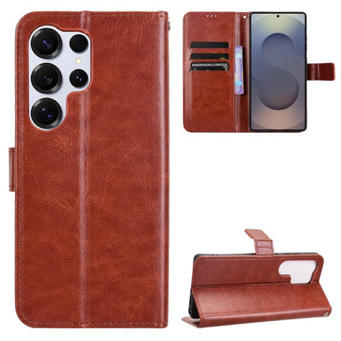 Retro Crazy Horse Texture Vegan Leather Phone Case, For Galaxy S27 Ultra 5G, For Galaxy S27 Pro 5G, For Galaxy S26 FE 5G, For Samsung Galaxy S26+ 5G, For Samsung Galaxy S26 Ultra 5G, For Samsung Galaxy S26 5G