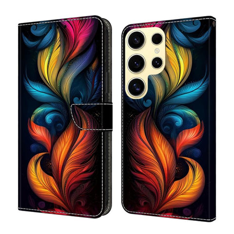 Crystal-Like Painted Vegan Leather Phone Case, For Samsung Galaxy S24 FE 5G, For Samsung Galaxy S24 Ultra 5G