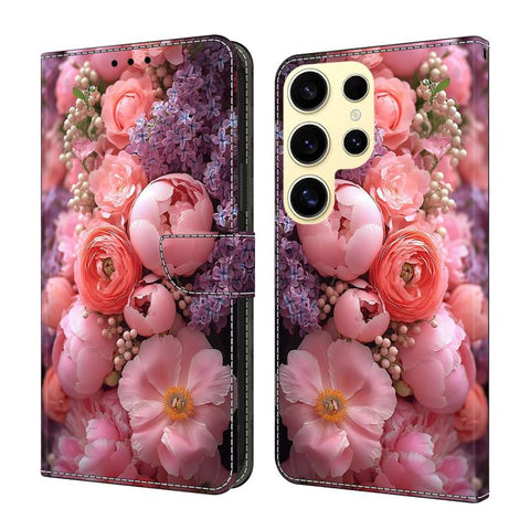 Crystal-Like Painted Vegan Leather Phone Case, For Samsung Galaxy S24 FE 5G, For Samsung Galaxy S24 Ultra 5G