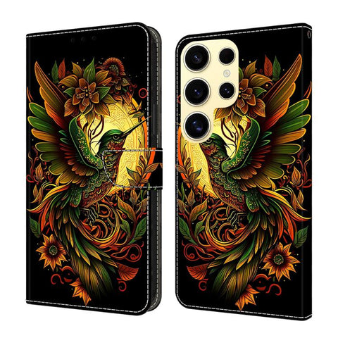 Crystal-Like Painted Vegan Leather Phone Case, For Samsung Galaxy S24 FE 5G, For Samsung Galaxy S24 Ultra 5G