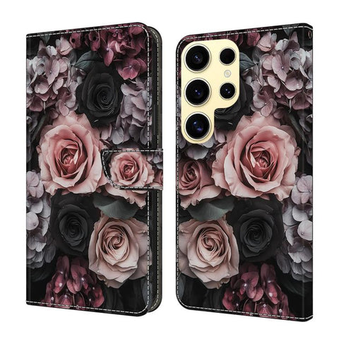 Crystal-Like Painted Vegan Leather Phone Case, For Samsung Galaxy S24 FE 5G, For Samsung Galaxy S24 Ultra 5G