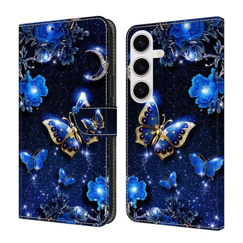 Crystal-Like Painted Vegan Leather Phone Case, For Samsung Galaxy S24 FE 5G, For Samsung Galaxy S24 Ultra 5G