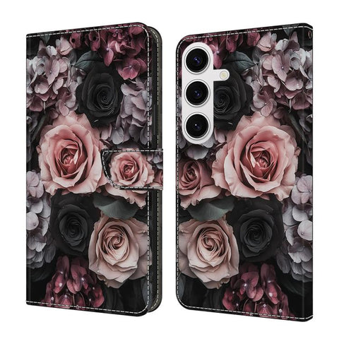Crystal-Like Painted Vegan Leather Phone Case, For Samsung Galaxy S24 FE 5G, For Samsung Galaxy S24 Ultra 5G