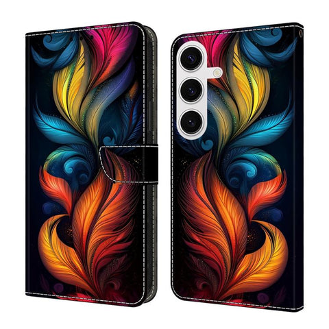 Crystal-Like Painted Vegan Leather Phone Case, For Samsung Galaxy S26 5G, For Samsung Galaxy S25 FE 5G