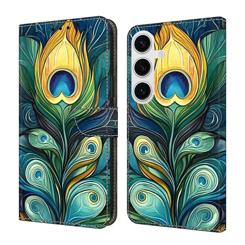 Crystal-Like Painted Vegan Leather Phone Case, For Samsung Galaxy S26 5G, For Samsung Galaxy S25 FE 5G