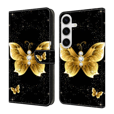 Crystal-Like Painted Vegan Leather Phone Case, For Samsung Galaxy S26 5G, For Samsung Galaxy S25 FE 5G