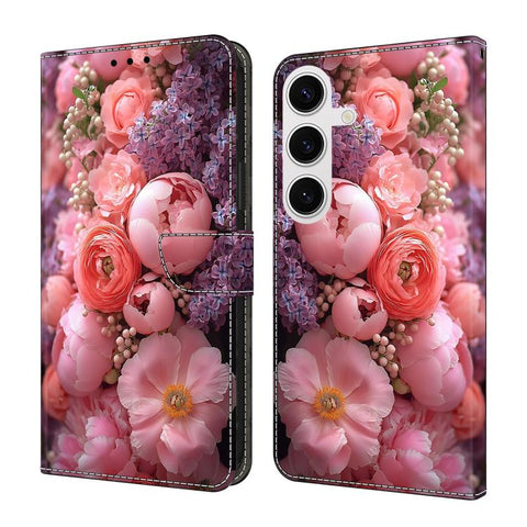 Crystal-Like Painted Vegan Leather Phone Case, For Samsung Galaxy S26 5G, For Samsung Galaxy S25 FE 5G