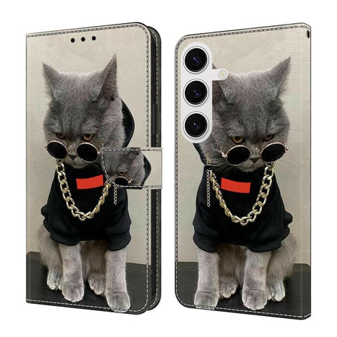 Crystal-Like Painted Vegan Leather Phone Case, For Samsung Galaxy S26 5G, For Samsung Galaxy S25 FE 5G