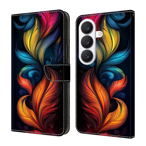 Crystal-Like Painted Vegan Leather Phone Case, For Samsung Galaxy S26 5G, For Samsung Galaxy S25 FE 5G