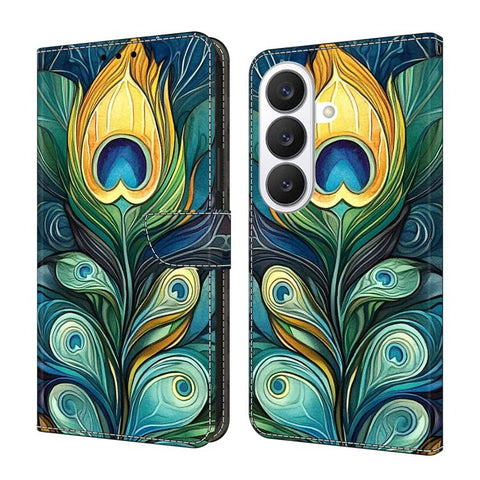 Crystal-Like Painted Vegan Leather Phone Case, For Samsung Galaxy S26 5G, For Samsung Galaxy S25 FE 5G