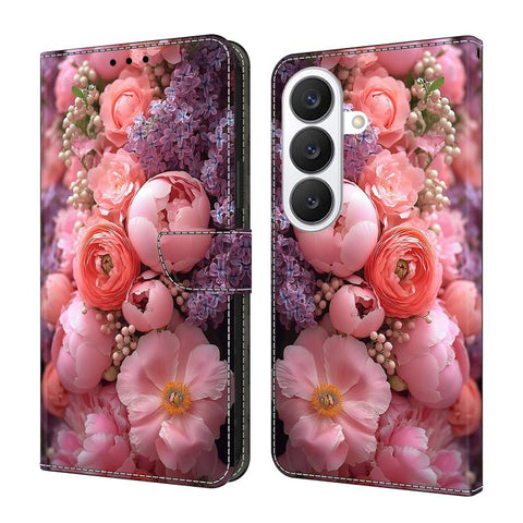 Crystal-Like Painted Vegan Leather Phone Case, For Samsung Galaxy S26 5G, For Samsung Galaxy S25 FE 5G