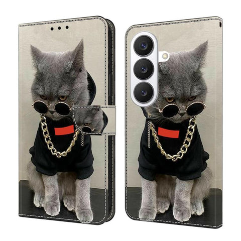 Crystal-Like Painted Vegan Leather Phone Case, For Samsung Galaxy S26 5G, For Samsung Galaxy S25 FE 5G
