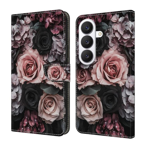 Crystal-Like Painted Vegan Leather Phone Case, For Samsung Galaxy S26 5G, For Samsung Galaxy S25 FE 5G