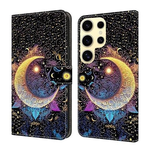 Crystal-Like Painted Vegan Leather Phone Case, For Samsung Galaxy S25 Ultra 5G, For Samsung Galaxy S24 FE 5G
