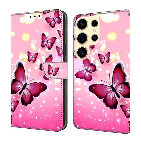 Crystal-Like Painted Vegan Leather Phone Case, For Samsung Galaxy S25 Ultra 5G, For Samsung Galaxy S24 FE 5G