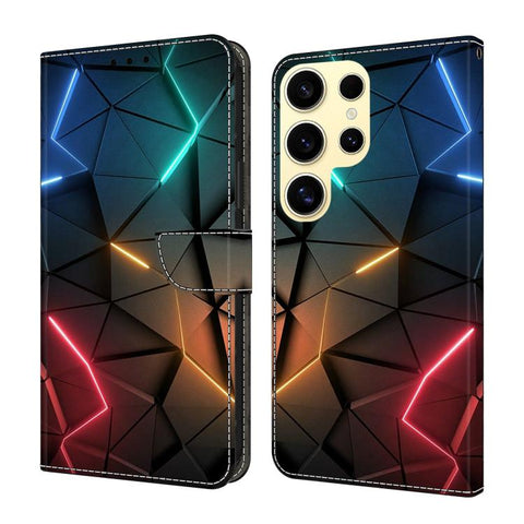 Crystal-Like Painted Vegan Leather Phone Case, For Samsung Galaxy S25 Ultra 5G, For Samsung Galaxy S24 FE 5G