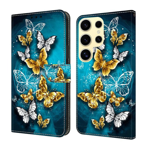 Crystal-Like Painted Vegan Leather Phone Case, For Samsung Galaxy S25 Ultra 5G, For Samsung Galaxy S24 FE 5G