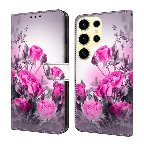Crystal-Like Painted Vegan Leather Phone Case, For Samsung Galaxy S25 Ultra 5G, For Samsung Galaxy S24 FE 5G