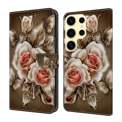 Crystal-Like Painted Vegan Leather Phone Case, For Samsung Galaxy S25 Ultra 5G, For Samsung Galaxy S24 FE 5G