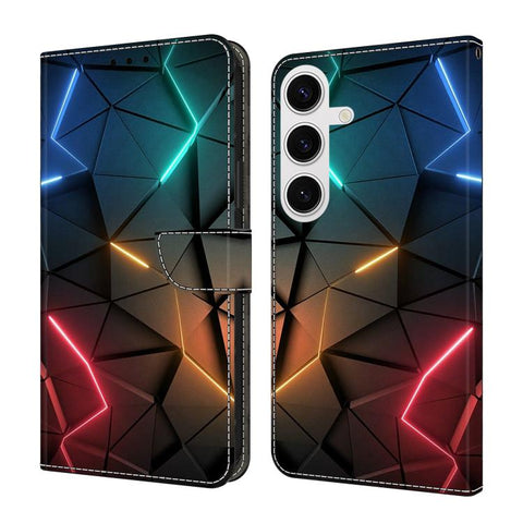Crystal-Like Painted Vegan Leather Phone Case, For Samsung Galaxy S25 Ultra 5G, For Samsung Galaxy S24 FE 5G